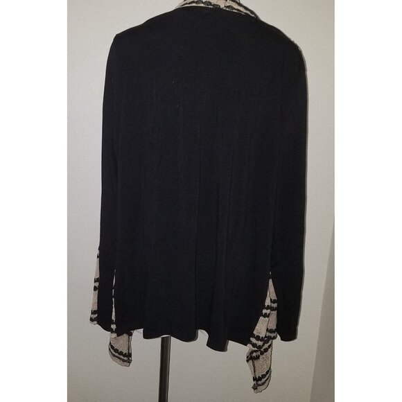 NWT Casual Express Tan Black Knit Open Front Cardigan Sweater Striped Size Large - Picture 6 of 11